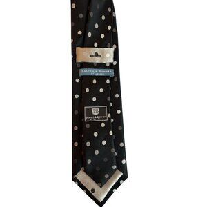 Haines & Bonner Of London Black & Silver Polka Dot Silk Tie 56" Mens Classic Nec